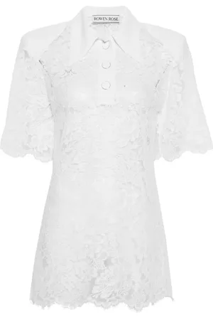 Rowen Rose Top tipo polo con encaje floral
