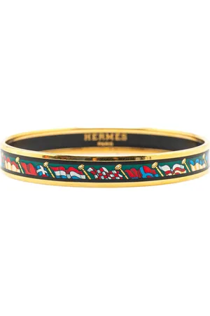 Hermès Pulsera Pavois Flags Enamel Bangle 62 estrecha 20st Century
