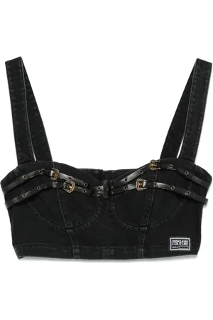 VERSACE Top vaquero estilo corpiño