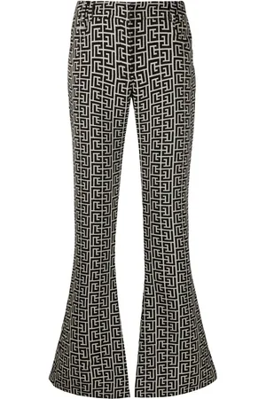 Balmain Pantalones acampanado con logo en jacquard
