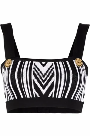 Balmain Camiseta de tirantes corta a rayas