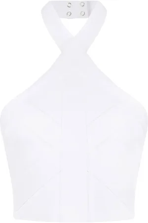 Balmain Top de punto corto con cuello halter