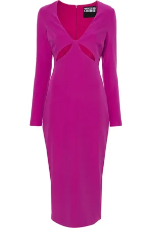 VERSACE Vestido midi con aplique del logo