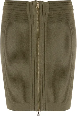 Balmain Minifalda de punto con cremallera