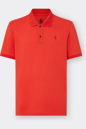 FERRARI Polo de piqué de algodón ecológico con Cavallino Rampante