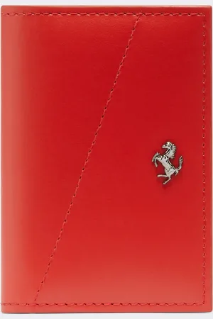 FERRARI Tarjetero plegable de piel lisa