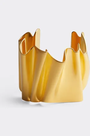 FERRARI Brazalete rígido de latón con acabado dorado satinado
