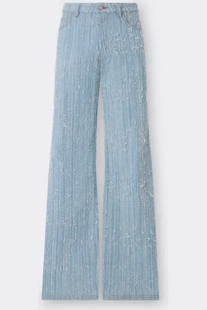 FERRARI Pantalón de cinco bolsillos en denim deshilachado y blanqueado