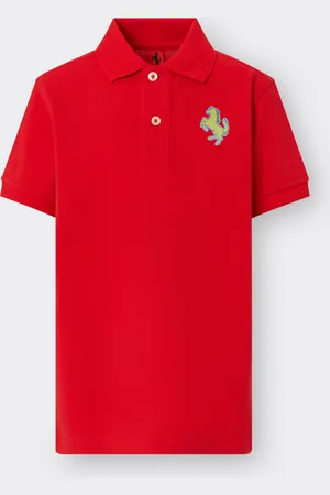 FERRARI Polo en piqué de algodón con parche de Cavallino Rampante