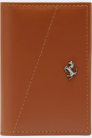 FERRARI Tarjetero plegable de piel lisa