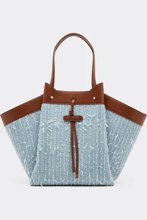FERRARI Bolso grande de tela vaquera y piel