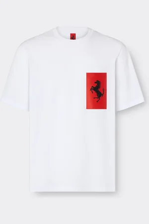 FERRARI Camiseta de algodón con bolsillo de Cavallino Rampante