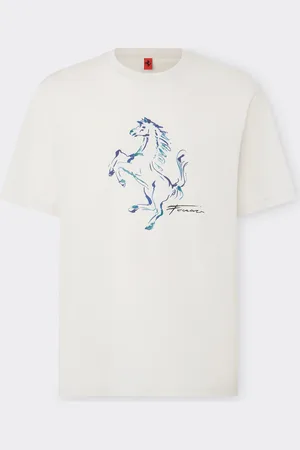 FERRARI Camiseta con gráficos de caballos rampantes