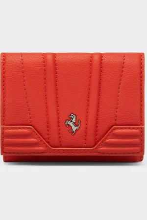 FERRARI Cartera de triple hoja de piel martillada