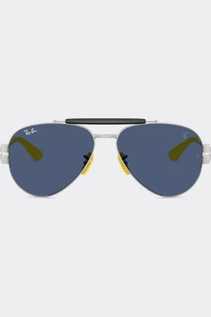 FERRARI Ray-Ban for Scuderia RB3762M en metal plateado con lentes azules
