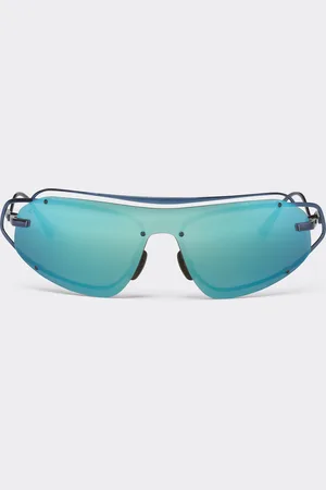 FERRARI Gafas de sol de titanio azul con máscara de espejo azul