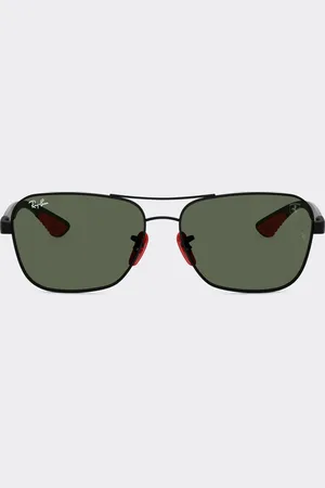FERRARI Ray-Ban for Scuderia RB8336M en metal y fibra de carbono oscura con lentes verde oscuro