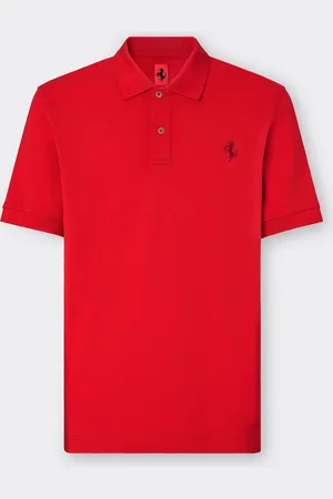 FERRARI Polo de piqué de algodón ecológico con Cavallino Rampante