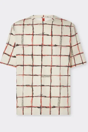 FERRARI Camiseta de algodón con estampado de cuadros