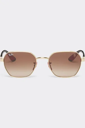 FERRARI Gafas de sol Ray-Ban para la Scuderia 0RB3794M doradas con lentes marrones degradadas