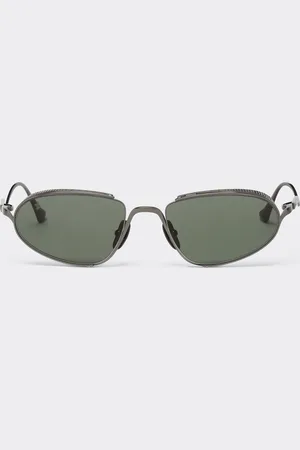 FERRARI Gafas de sol de titanio bronceado con cristales verdes
