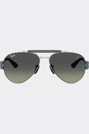FERRARI Ray-Ban for Scuderia RB3762M en metal plateado y azul mate con lentes grises degradadas