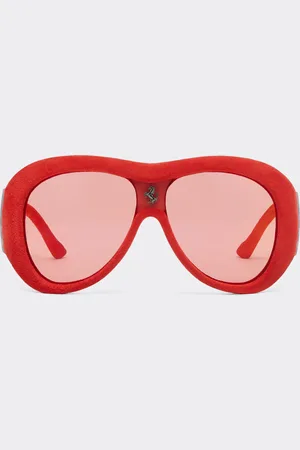 FERRARI Gafas de sol de de edición limitada revestidas en cuero con lentes de espejo