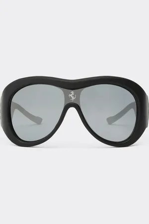 FERRARI Gafas de sol de de edición limitada revestidas en cuero con lentes de espejo