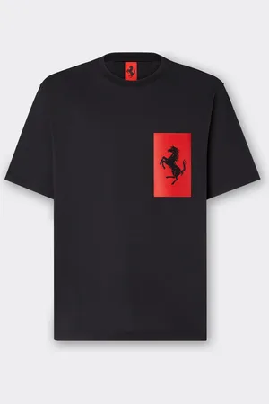 FERRARI Camiseta de algodón con bolsillo de Cavallino Rampante
