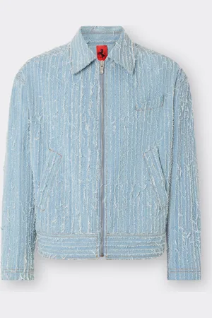 FERRARI Chaqueta vaquera deshilachada y blanqueada