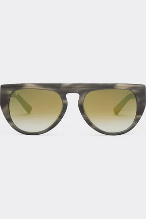 FERRARI Gafas de sol de acetato gris a rayas con lentes de espejo