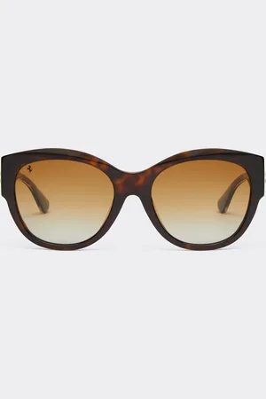 FERRARI Gafas de sol de acetato color Havana con lentes polarizadas de color marrón degradado