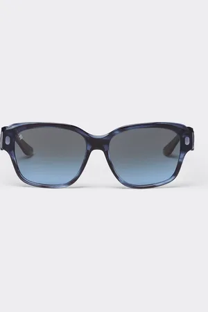 FERRARI Gafas de sol de acetato azul a rayas con cristales azules degradados polarizados