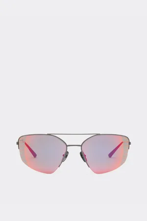 FERRARI Gafas de sol de titanio negro con lentes rojas de espejo