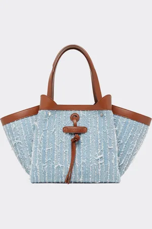 FERRARI Bolso tote pequeño de tela vaquera y piel