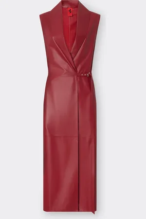 FERRARI Vestido largo drapeado de napa