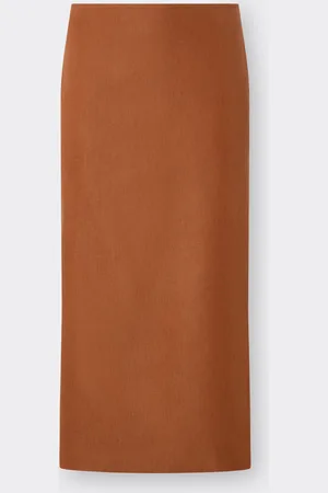 FERRARI Falda midi de gabardina de lino y viscosa