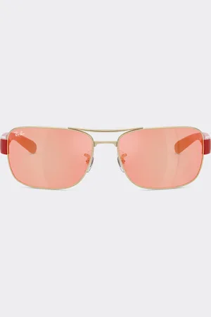 FERRARI Ray-Ban for Scuderia RB3763M de metal plateado y plástico rojo con lentes rojas/amarillas sombreadas en marrón