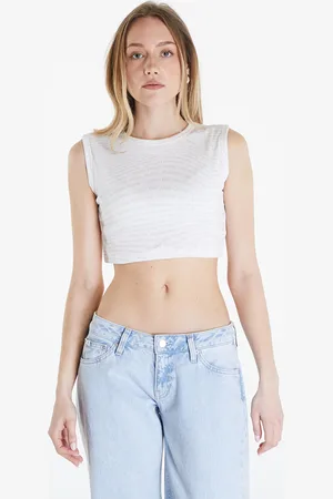 Calvin Klein Top Jeans Aop Cropped Tank Top L