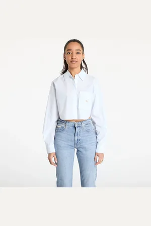 Calvin Klein Camisa Jeans Woven Label Cropped Shirt L