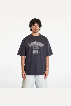A Bathing Ape Camiseta Garment Dye Rhinestone Logo Relaxed Fit Short Sleeve Tee L
