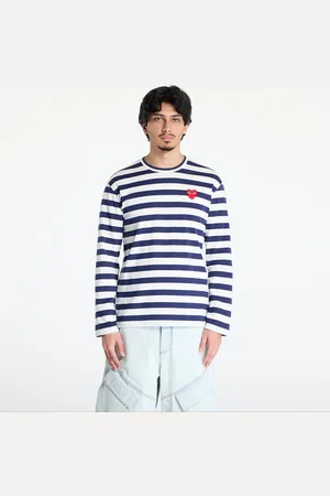 Comme des Garçons Camiseta Stripe Emblem x Rhinestone Long Sleeve Tee UNISEX / L