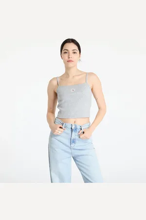 Calvin Klein Camiseta de tirantes Jeans Woven Label Rib Crop L