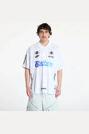 A Bathing Ape Camiseta Flame Pattern Overall Print Half Zip Relax Fit Polo Shirt UNISEX L