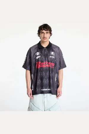 A Bathing Ape Camiseta Flame Pattern Overall Print Half Zip Relax Fit Polo Shirt UNISEX L