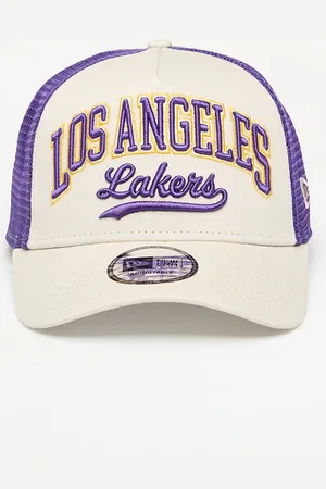 New Era Los Angeles Lakers NBA Script 9FORTY E-Frame Trucker Adjustable Cap Universal