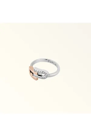 Furla Arch Double Anillo Color Oro Rosa Metal + Estrás + Estrás Mujer