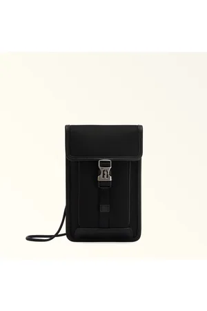 Furla Man Cosmo Funda Para Teléfono Móvil Nero Nailon + Piel De Ternera Selene Hombre