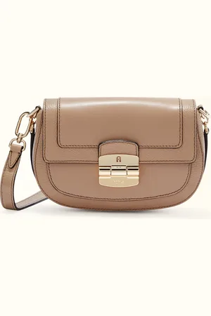 Furla Club 2 Bolso Bandolera Greige Piel De Ternera Suave + Piel De Ternera Graneada Mujer