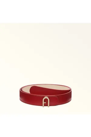 Furla Flow Cinturón Reversible Rosso Veneziano Piel Texturada Mujer
